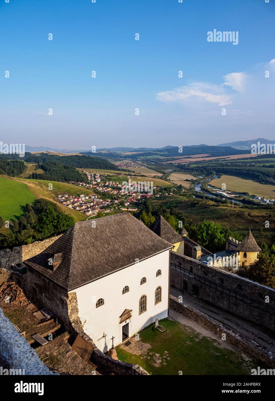 Castle in Stara Lubovna, elevated view, Presov Region, Slovakia Stock Photo