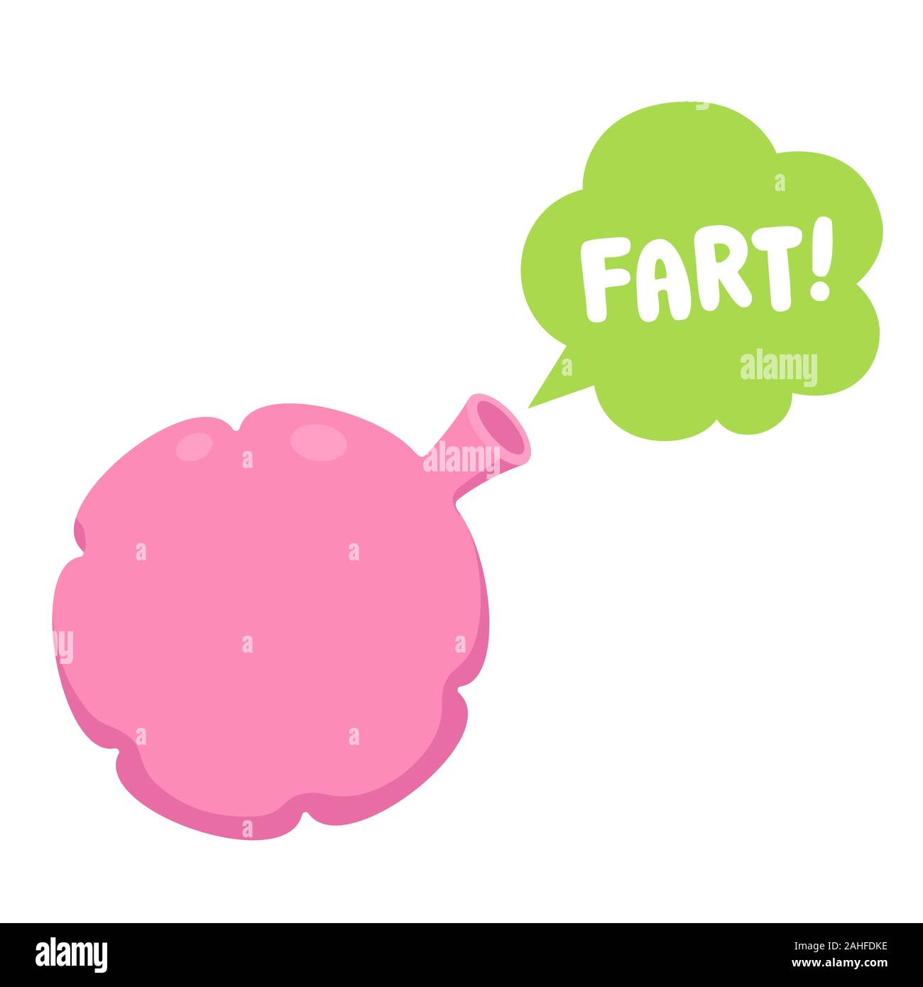 Whoopee cushion with cartoon fart cloud, funny sound effect. April