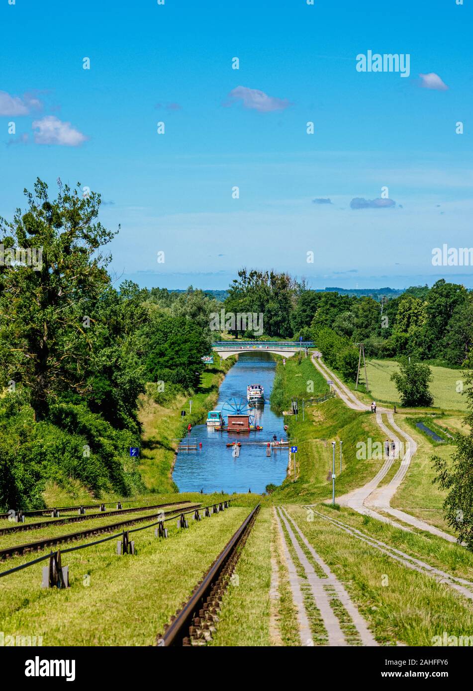 Inclined Plane in Jelenie, Elblag Canal, Warmian-Masurian Voivodeship, Poland Stock Photo