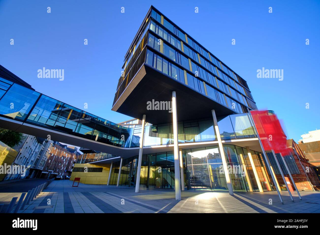 'Alter Posthof' square shows modern architecture in Aachen, Germany Stock Photo