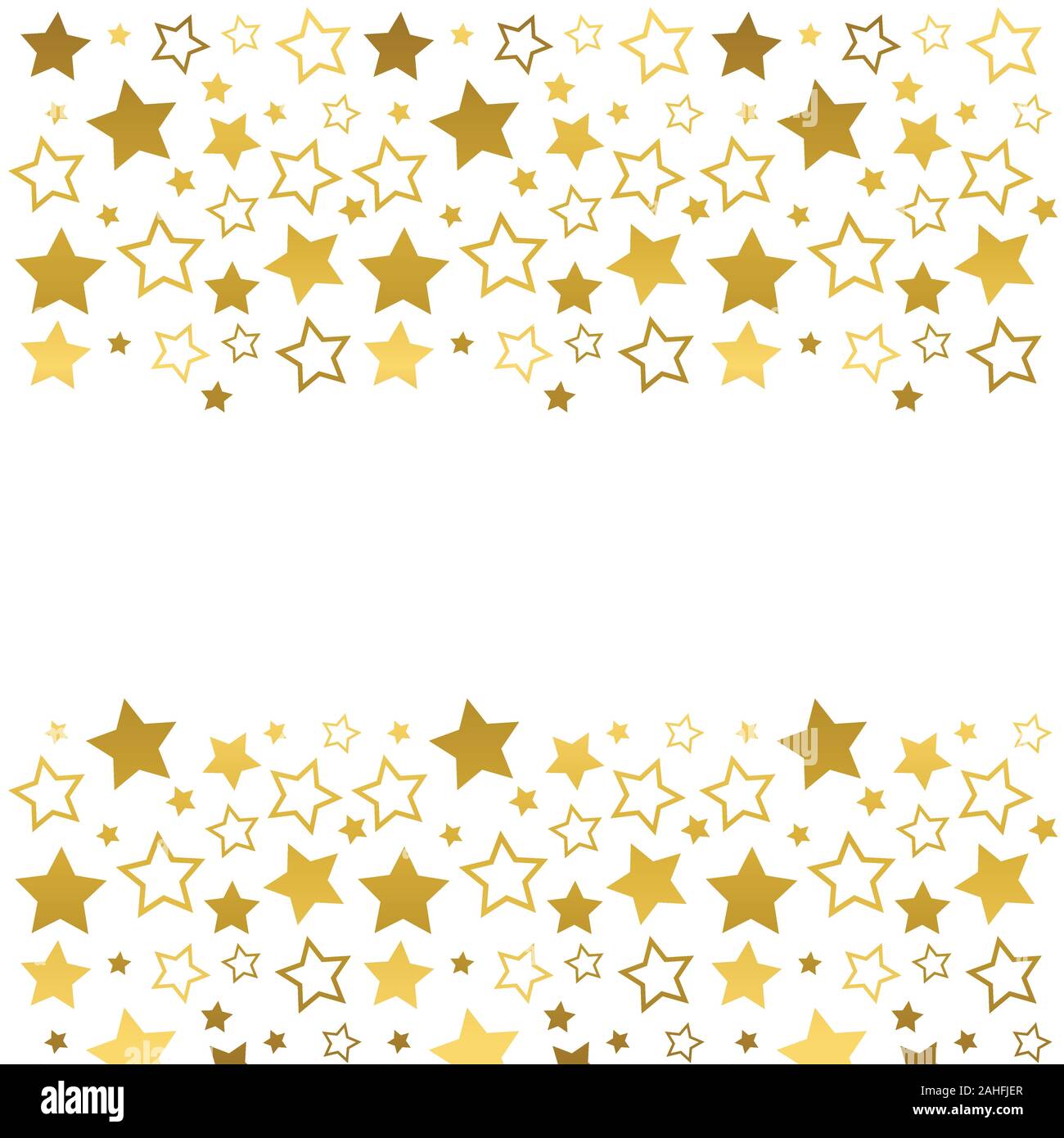 Gold stars on white background, vector illustration with copy