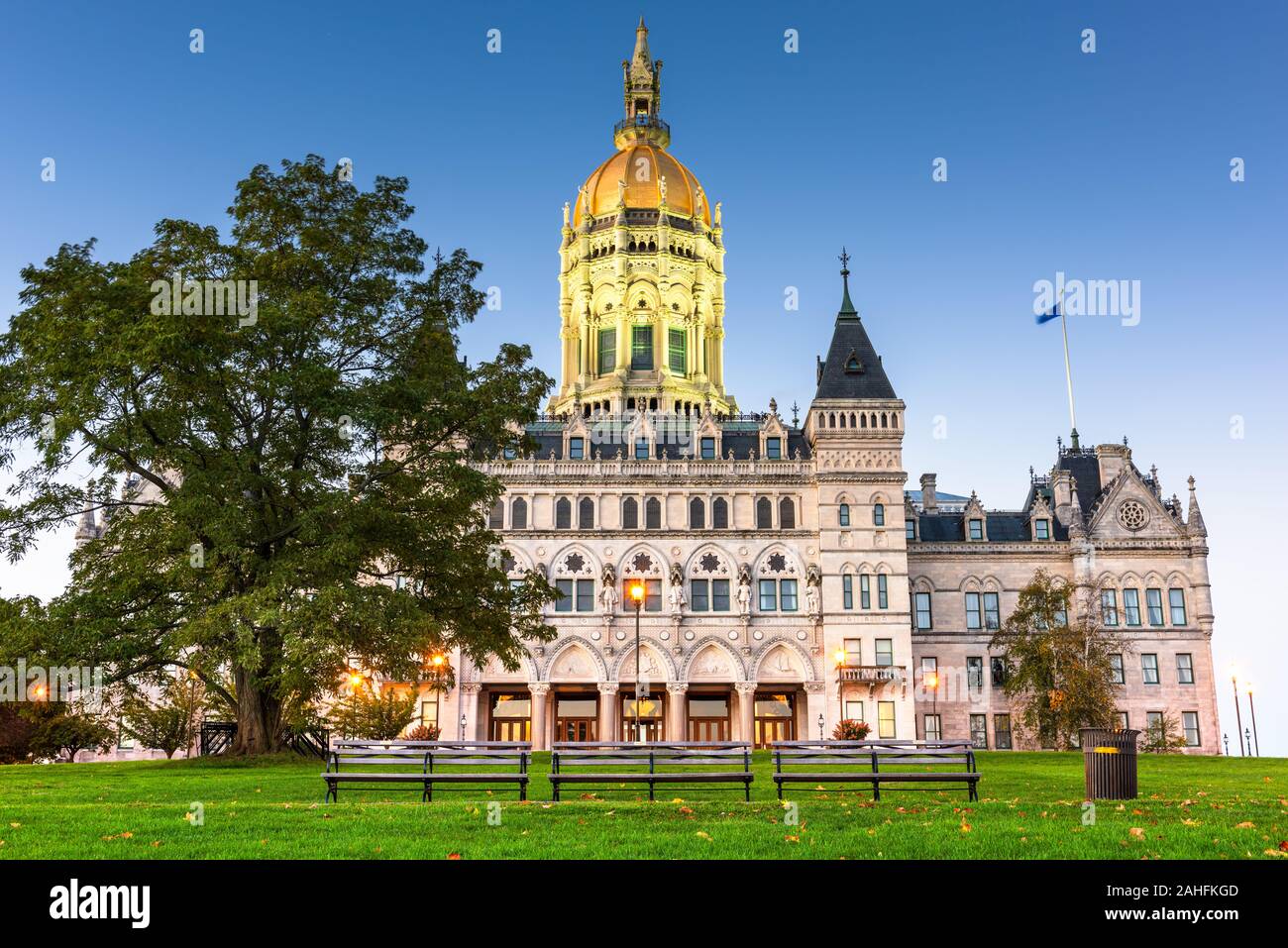 Connecticut State Capitol in Hartford, Connecticut, USA at twilight. Stock Photo