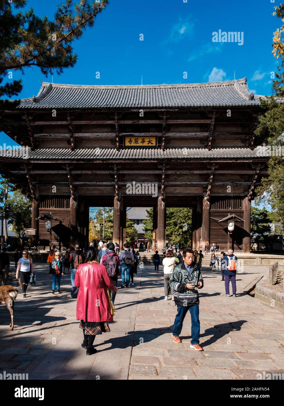 Todai-ji in Nara, Japan: View of the Nandaimon South Gate Stock Photo