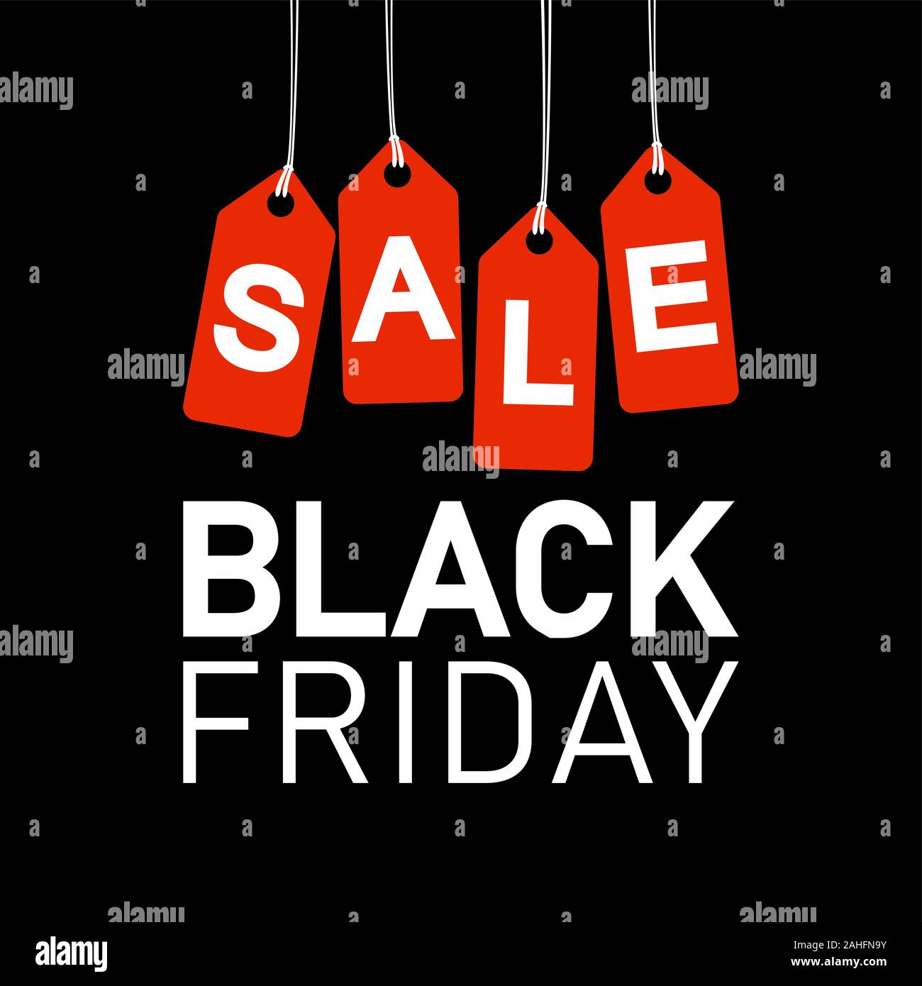 EPS 10 vector file illustration with red hang tags with text SALE and text BLACK FRIDAY on dark background Stock Vector