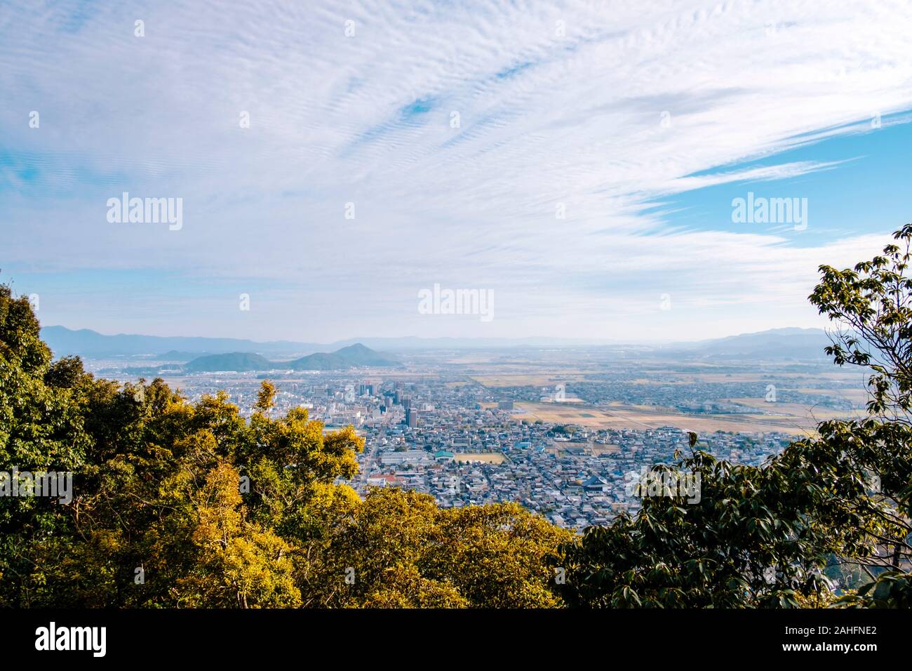 Omihachiman seen from Mt. Hachiman, Shiga Prefecture, Japan Stock Photo