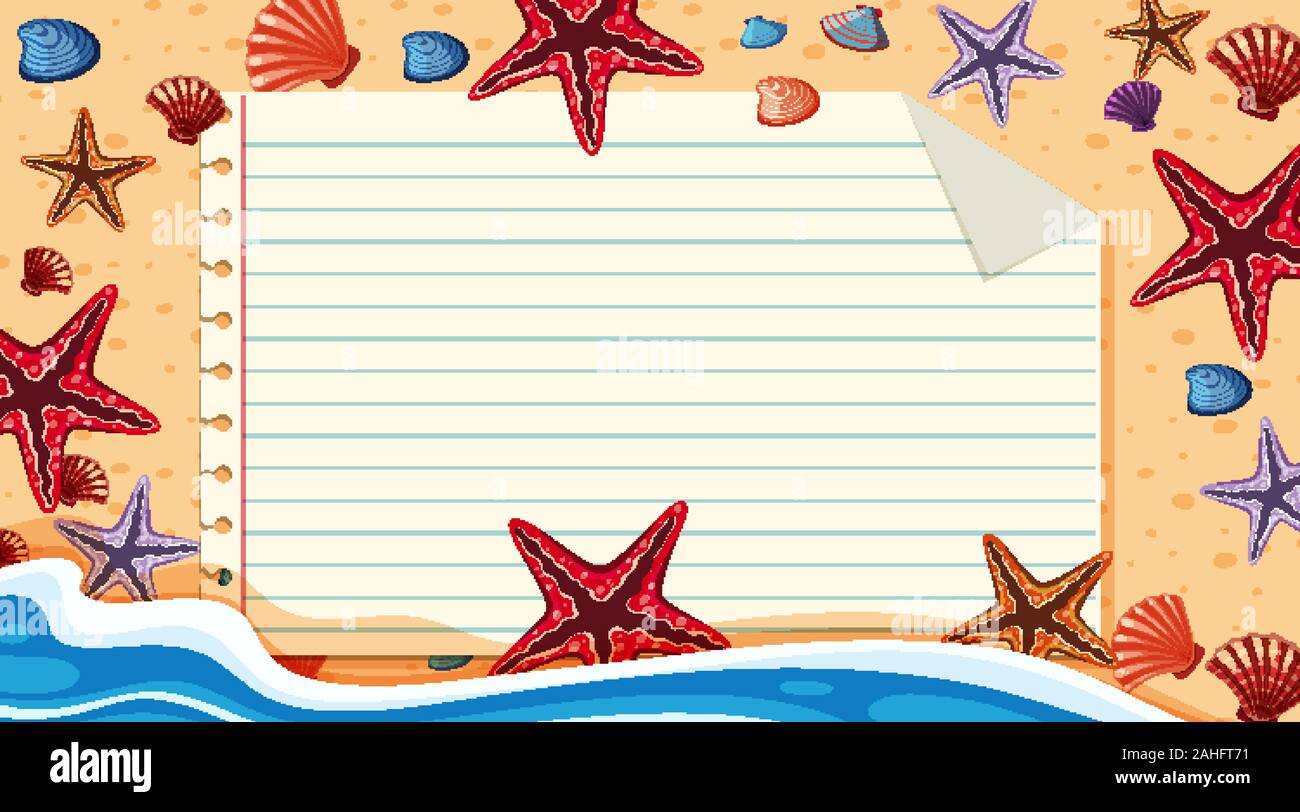 Border template with beach scene in background illustration Stock ...