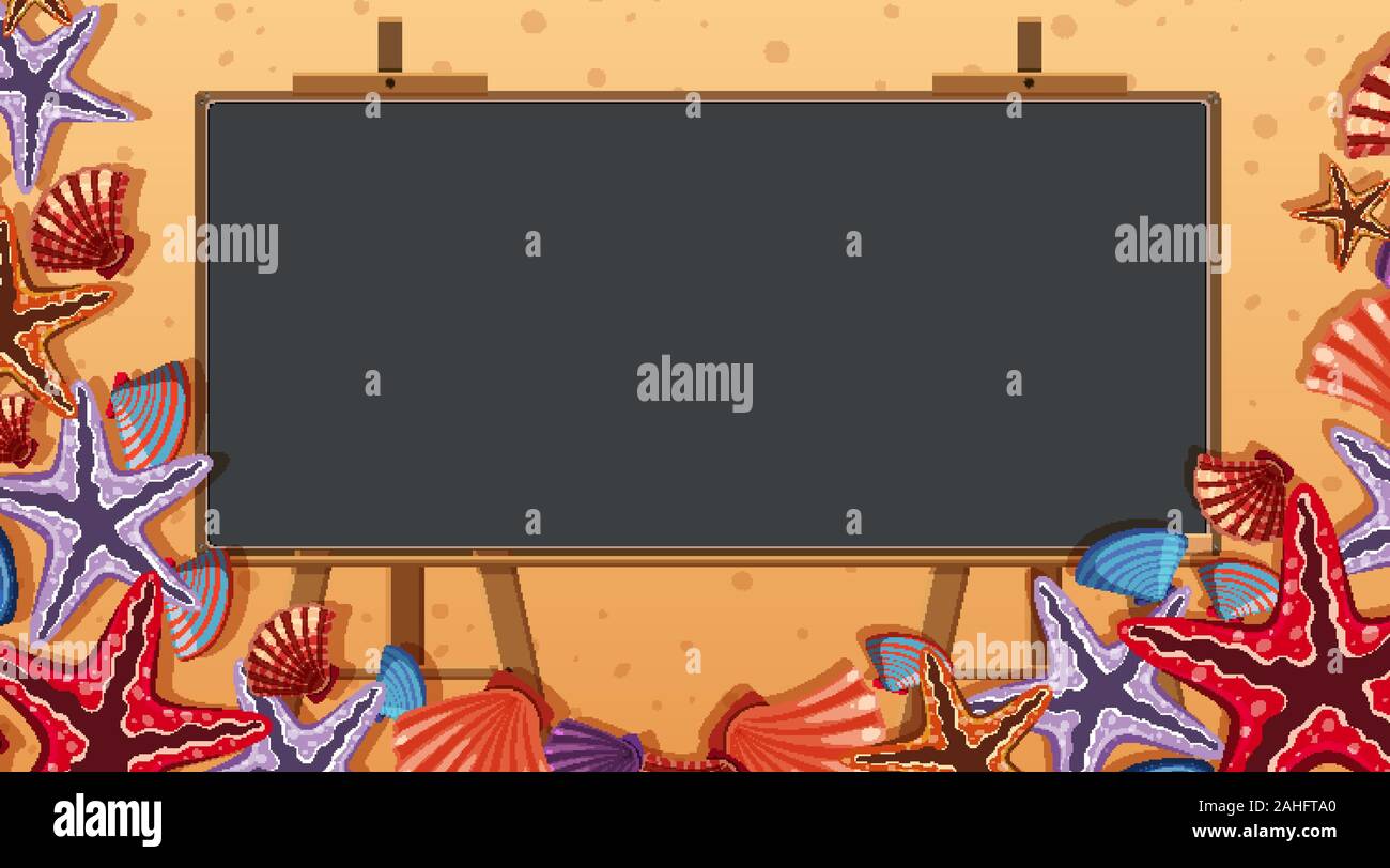 Border template with beach scene in background illustration Stock ...