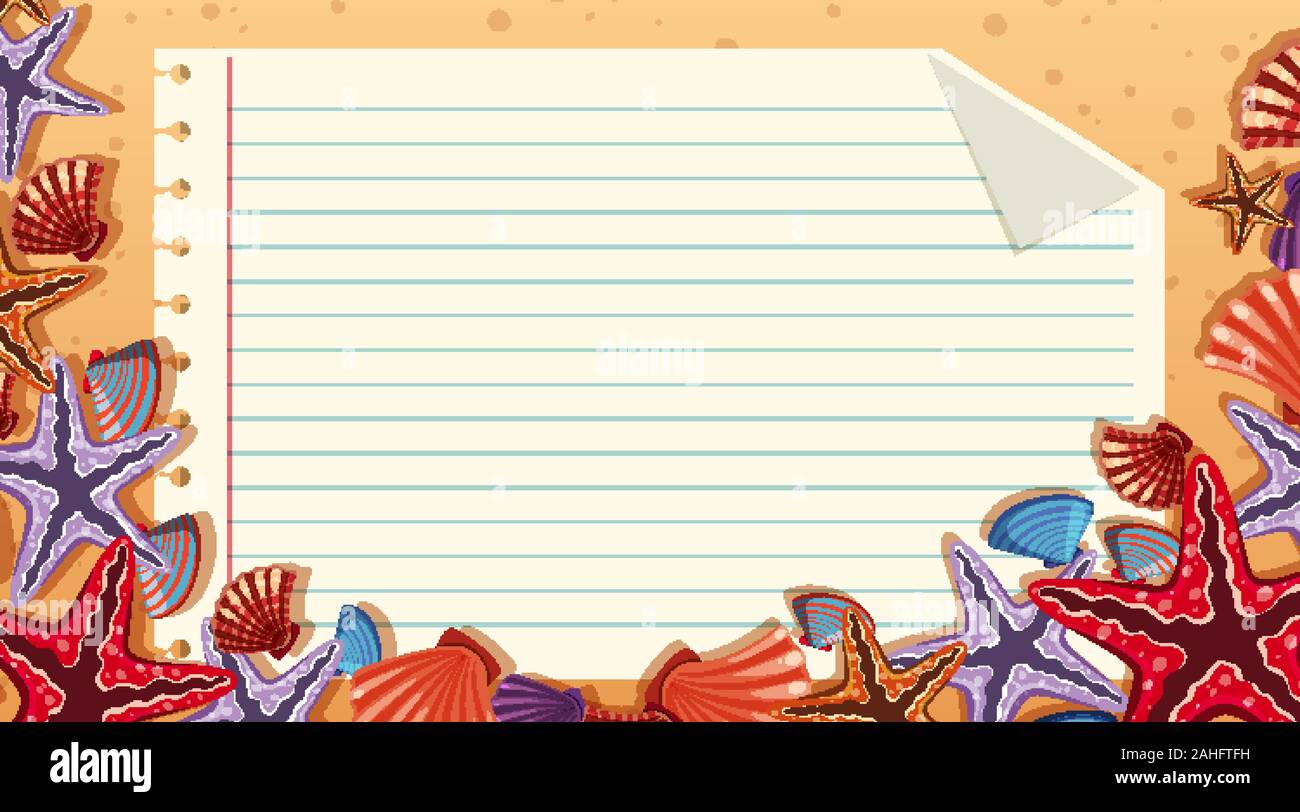 Border template with beach scene in background illustration Stock ...