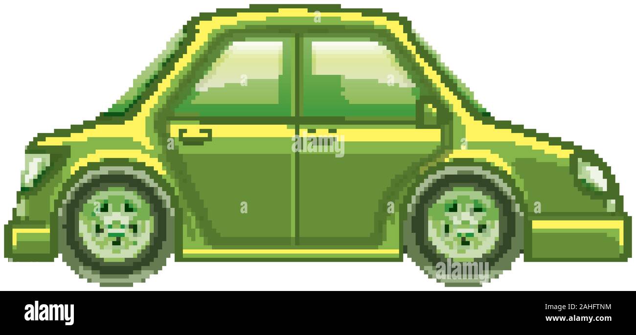 Single picture of green car on white background illustration Stock ...