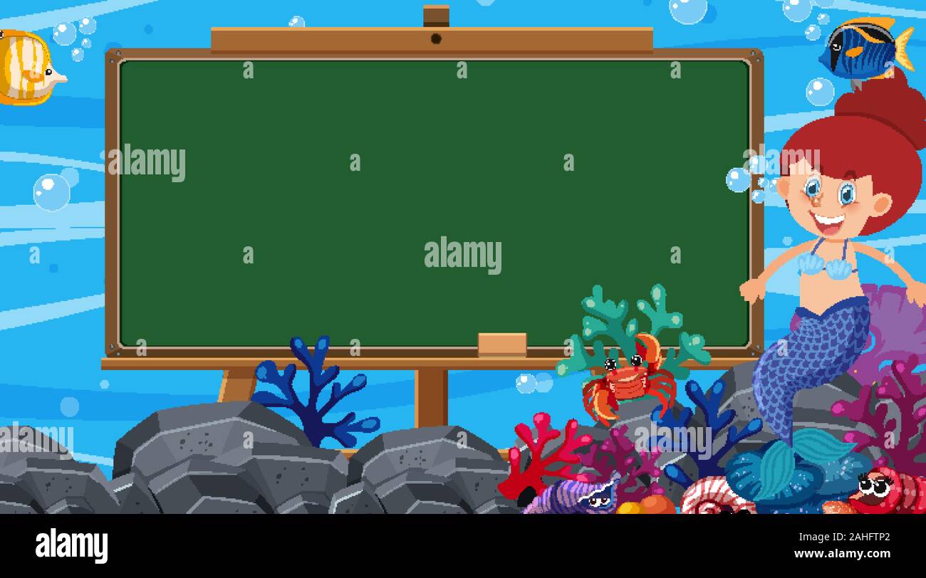 Border template with underwater scene in background illustration Stock ...