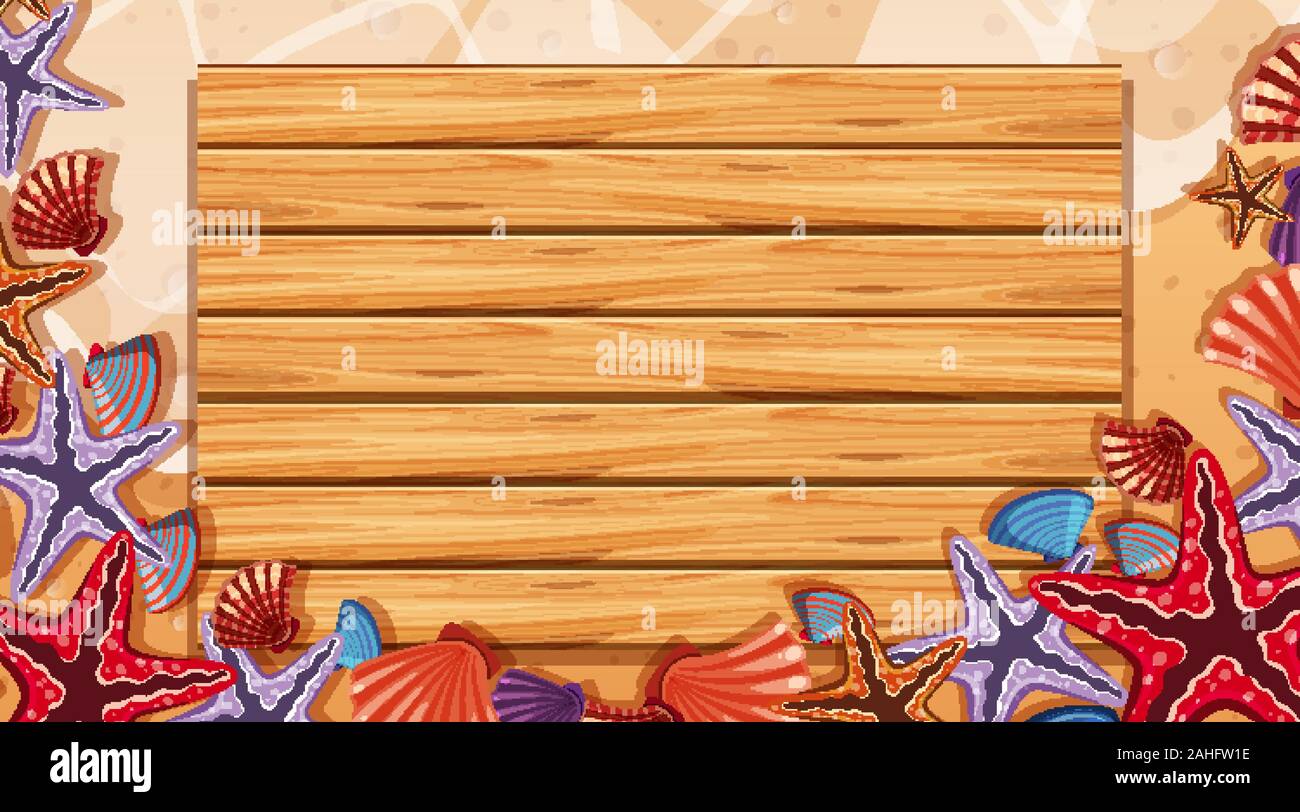 Border template with beach scene in background illustration Stock ...
