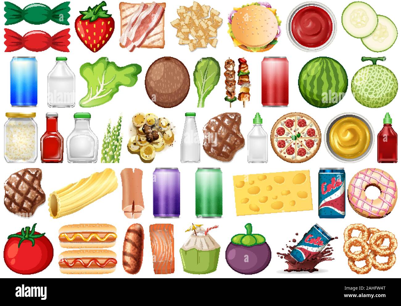 Objects In Food Set of isolated objects theme - food and beverage illustration Stock ...