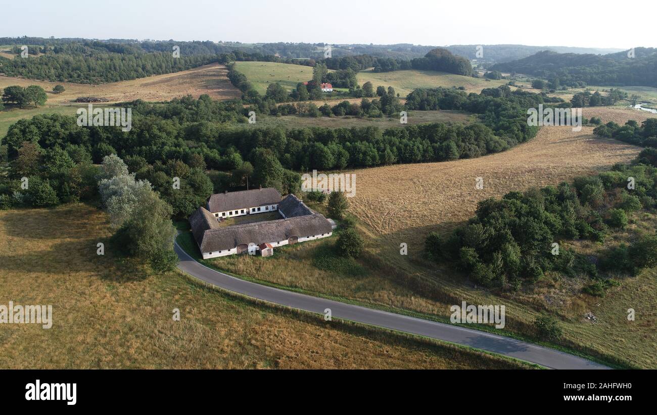 Klingebækgård, a protected farm from the 19th century in the style typical for farms in Southern Jutland in Denmark during that period. Stock Photo