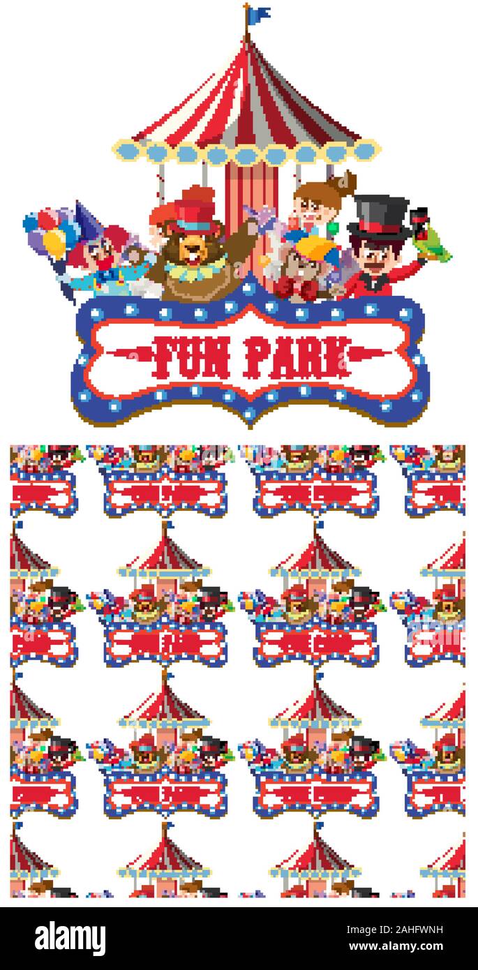 Seamless background design with animals at circus illustration Stock ...