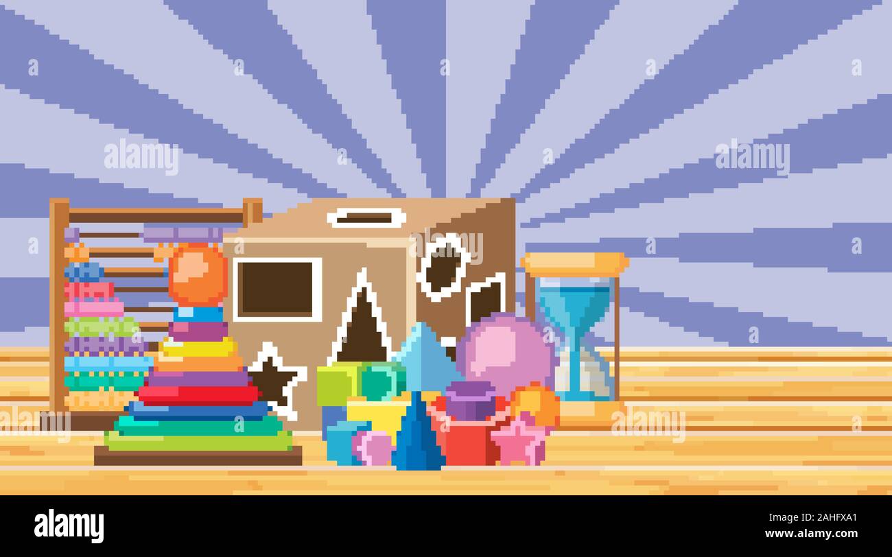 Scene with many toys in the room illustration Stock Vector Image & Art ...