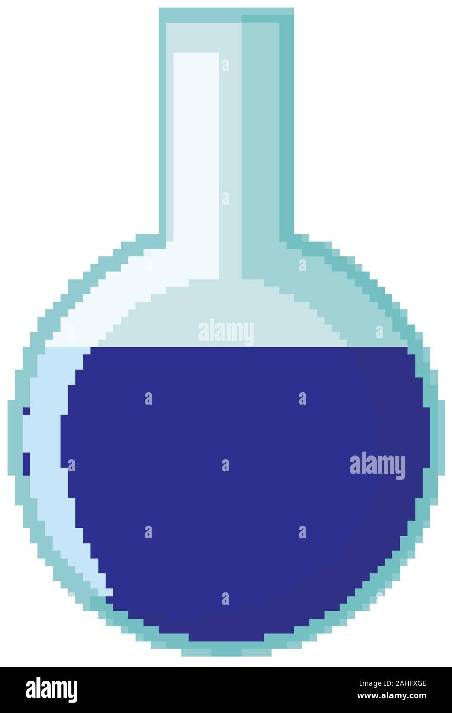Flask with blue chemical inside illustration Stock Vector