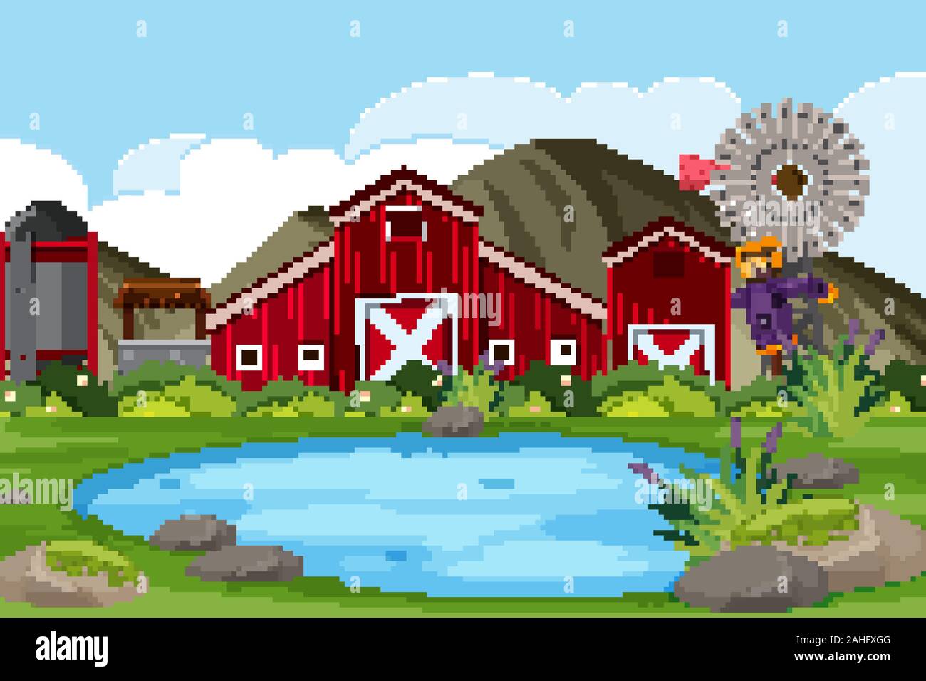 An outdoor scene with farm illustration Stock Vector Image & Art - Alamy