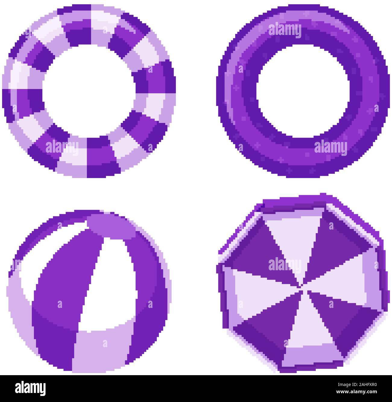 Isolated set of safety rings in purple color illustration Stock Vector