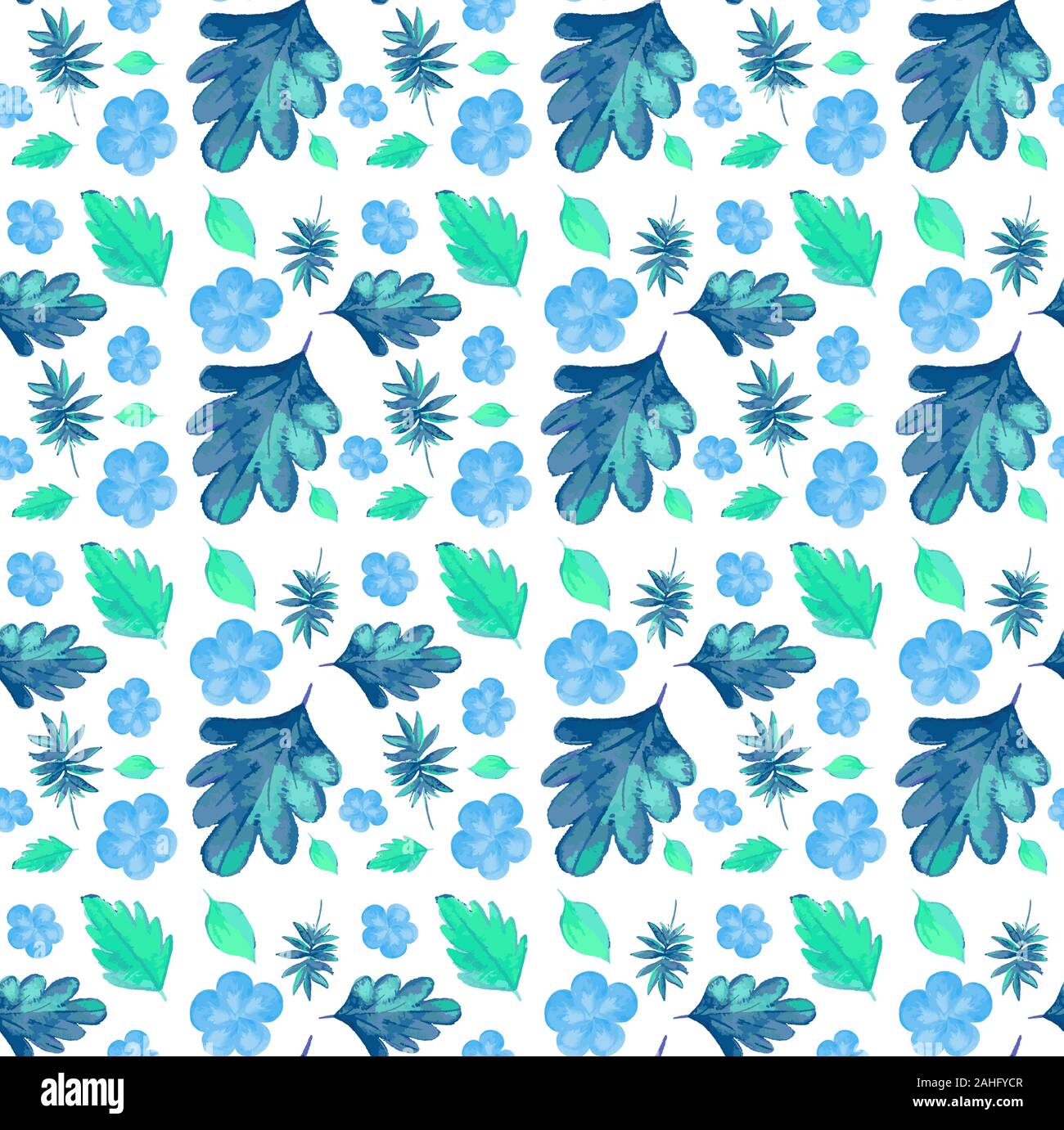 Seamless background design with blue and green leaves illustration ...