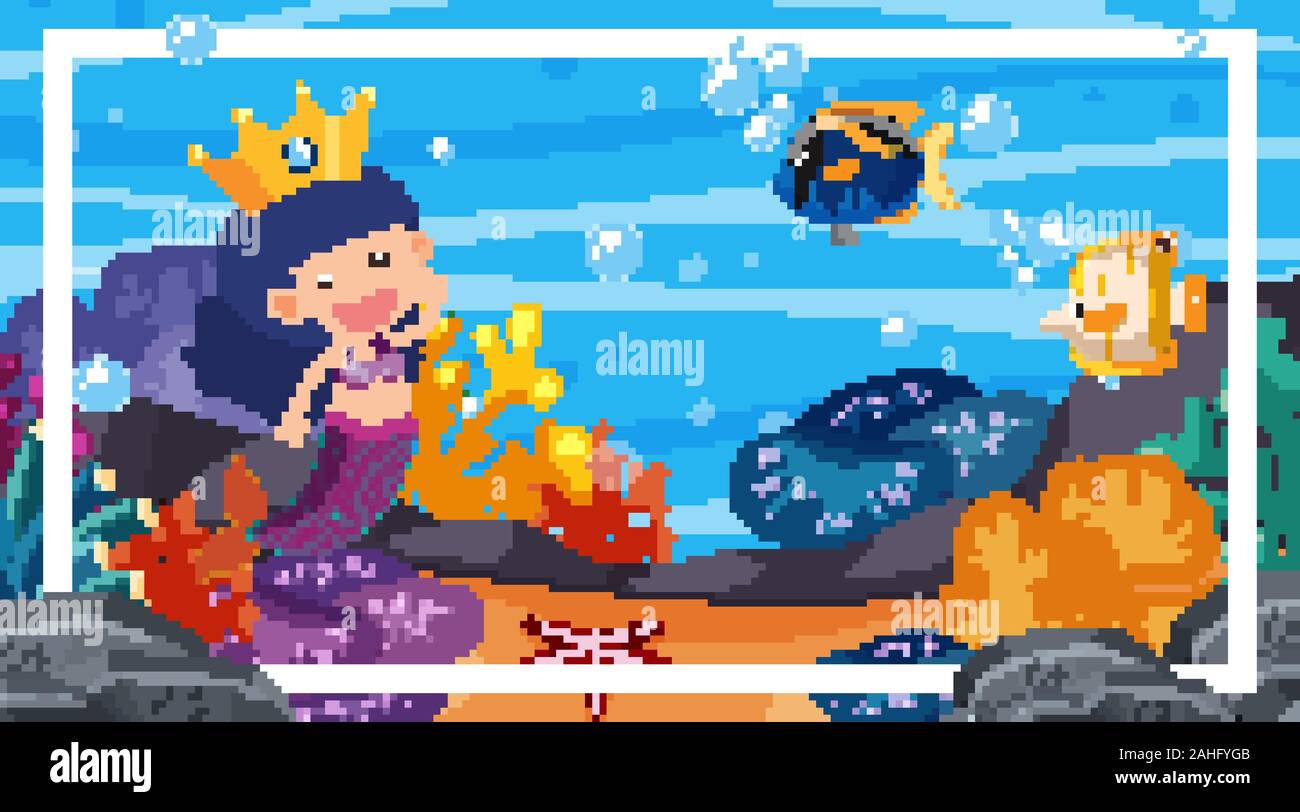 Border template with ocean theme in background illustration Stock ...