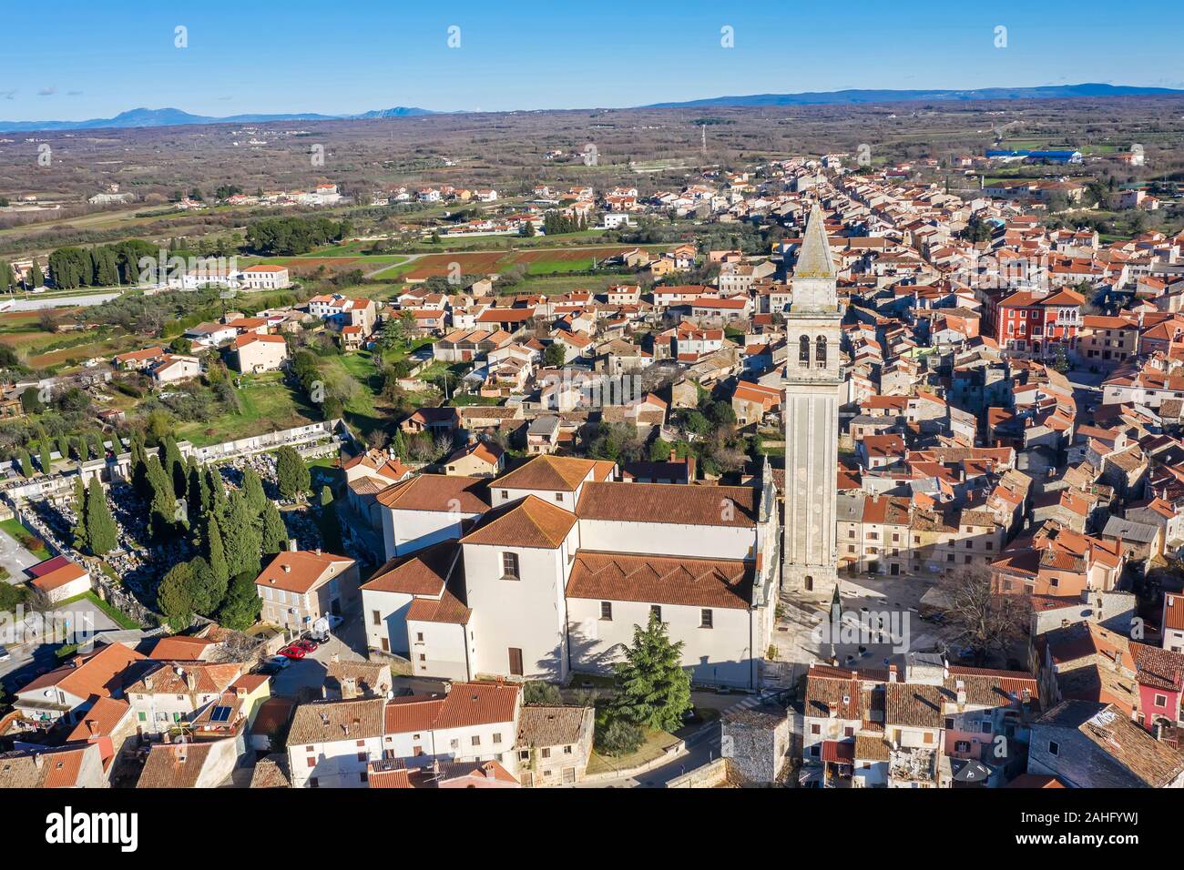An Aerial View Of Vodnjan The Parish Church Of St Blasius With an-aerial-view-of-vodnjan-the-parish-church-of-st-blasius-with