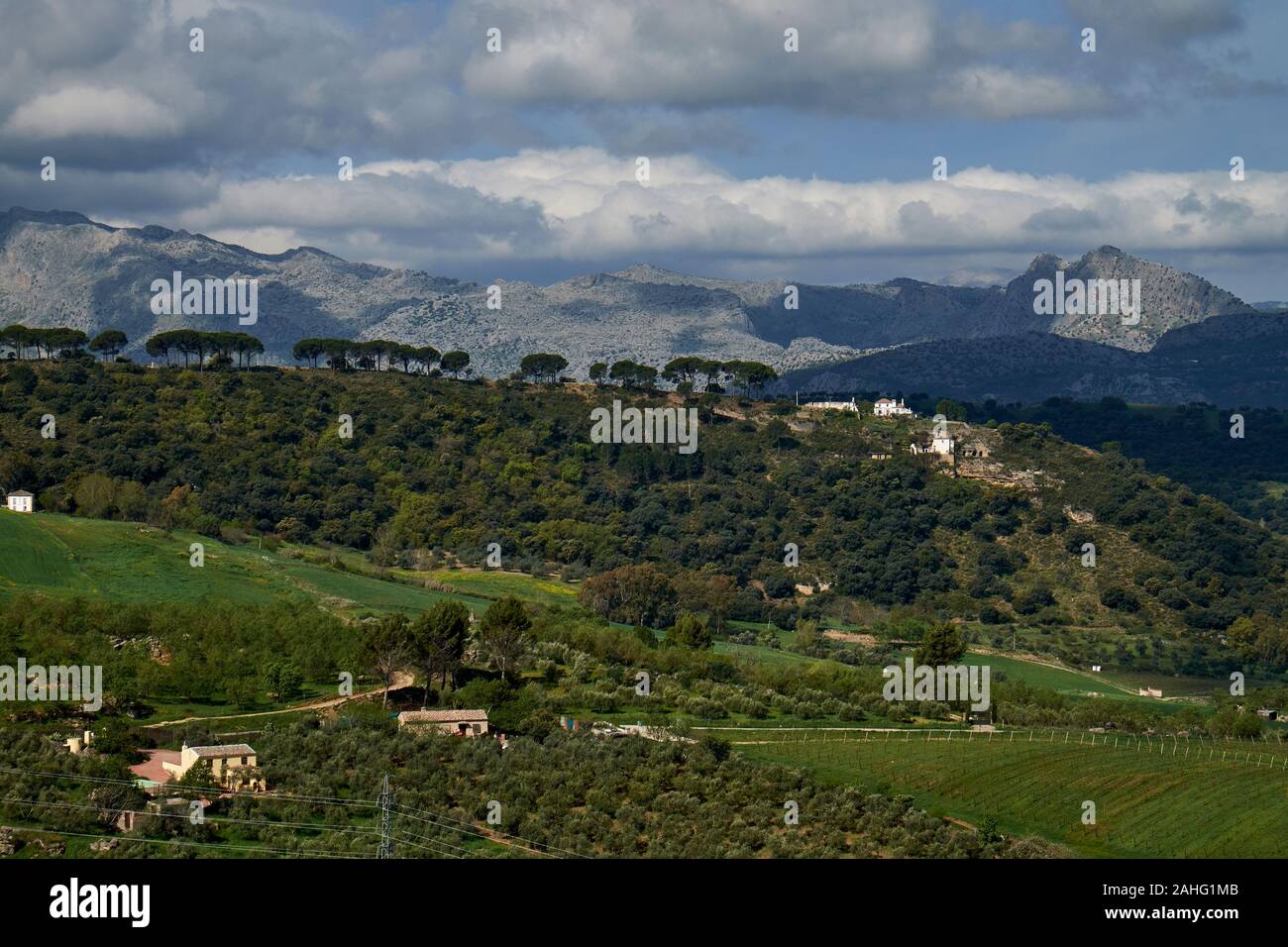 Sierra de Grazalema Natural Park seen from Ronda, Andalusia, Spain Stock Photo