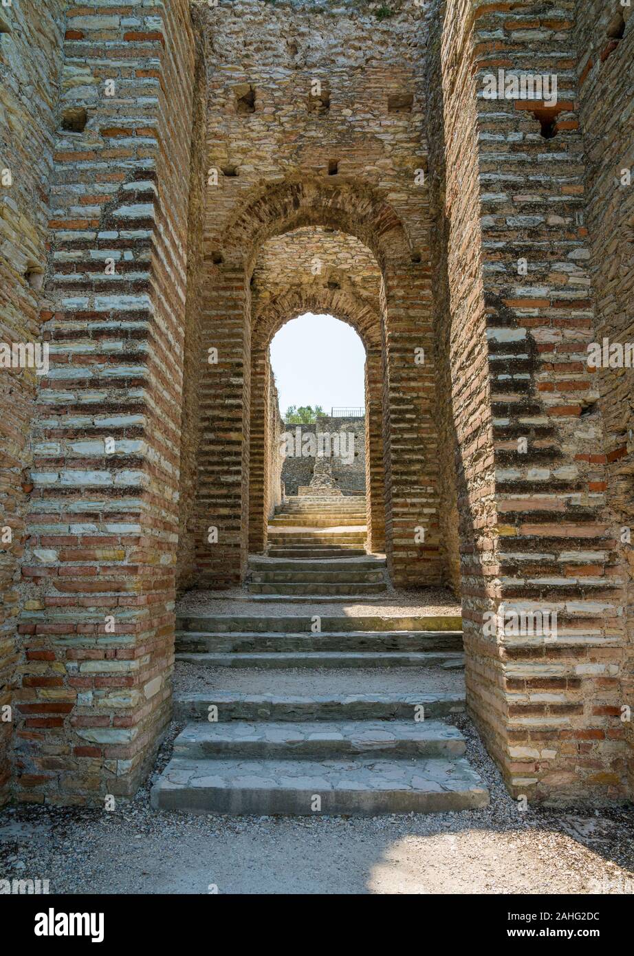 Ruins of Catullo's Villa at Sirmione, on Lake Garda, Province of Brescia, Lombardy, Italy. Stock Photo