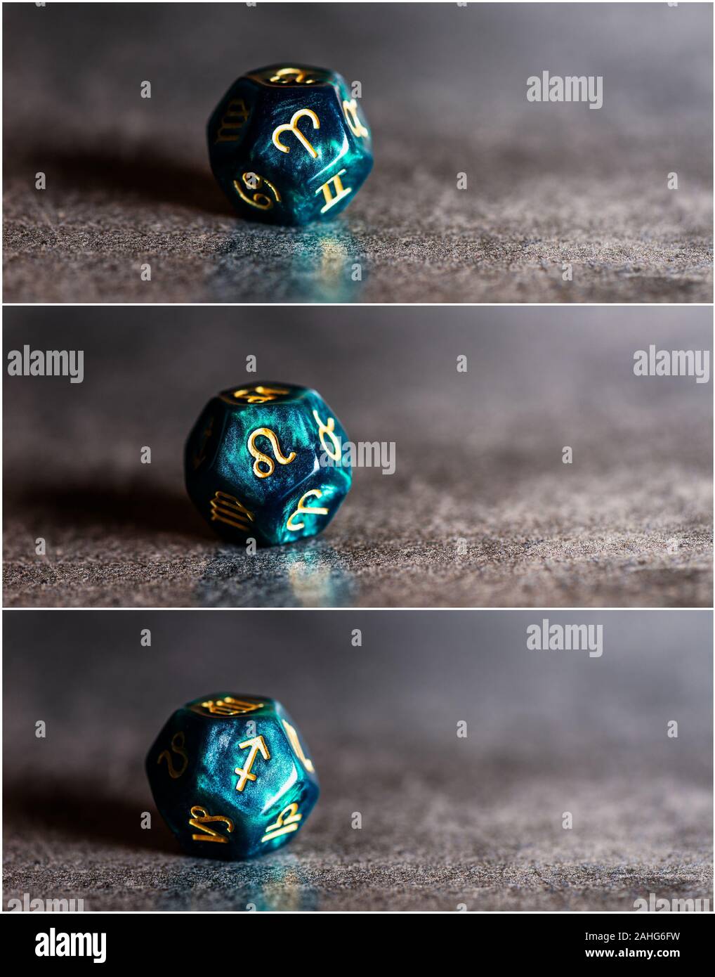 Collage photo of astro dice with Fire signs of zodiac Aries, Leo ...