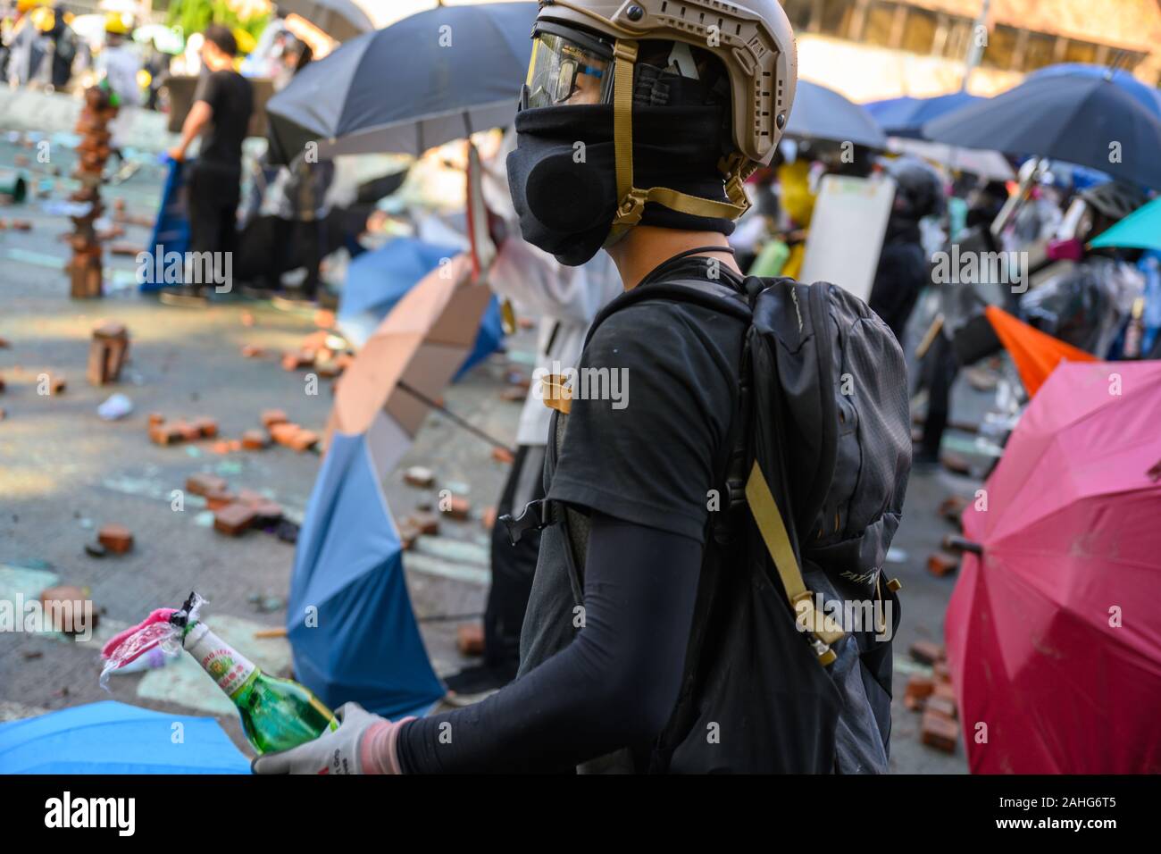 PolyU, Hong Kong - Nov 17, 2019: The first day of the Siege of PolyU ...