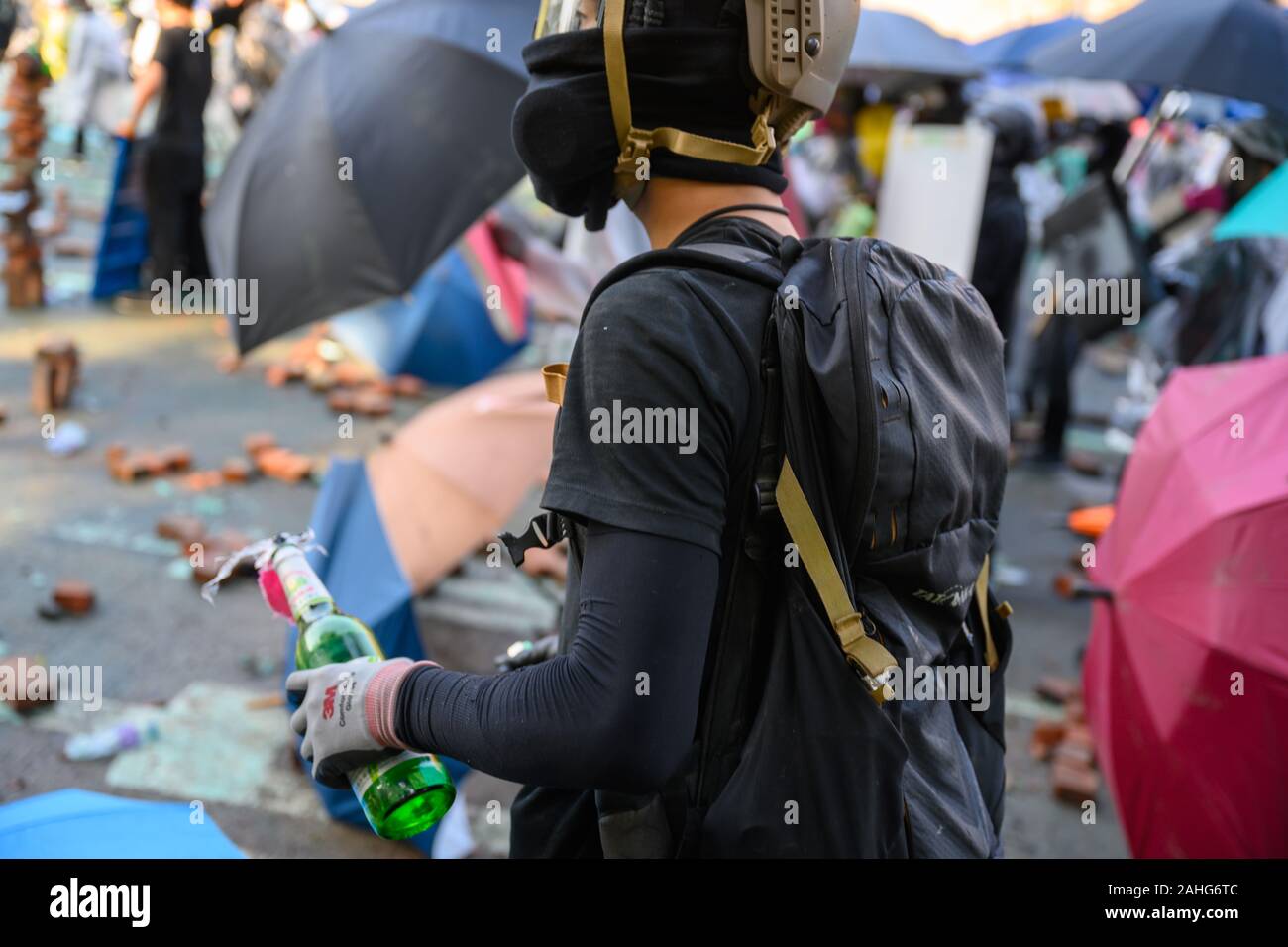 PolyU, Hong Kong - Nov 17, 2019: The first day of the Siege of PolyU ...