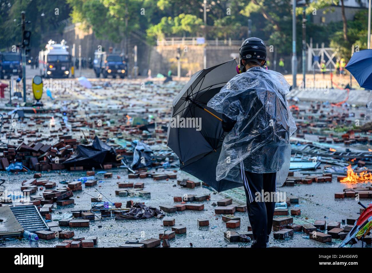 PolyU, Hong Kong - Nov 17, 2019: The first day of the Siege of PolyU ...