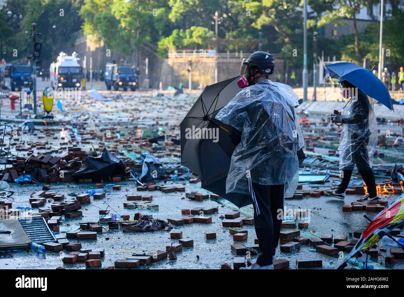 PolyU, Hong Kong - Nov 17, 2019: The first day of the Siege of PolyU ...