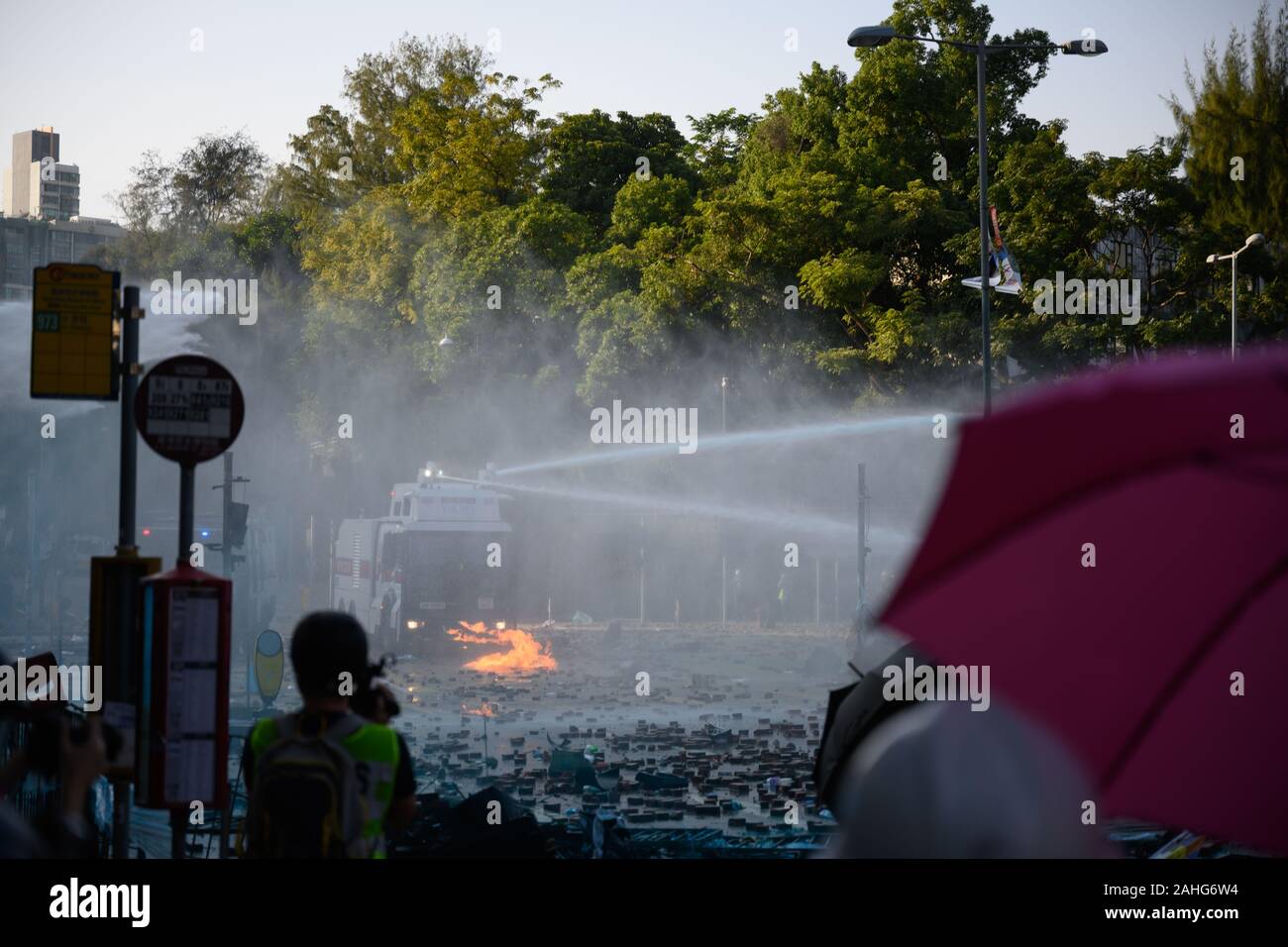 PolyU, Hong Kong - Nov 17, 2019: The first day of the Siege of PolyU ...