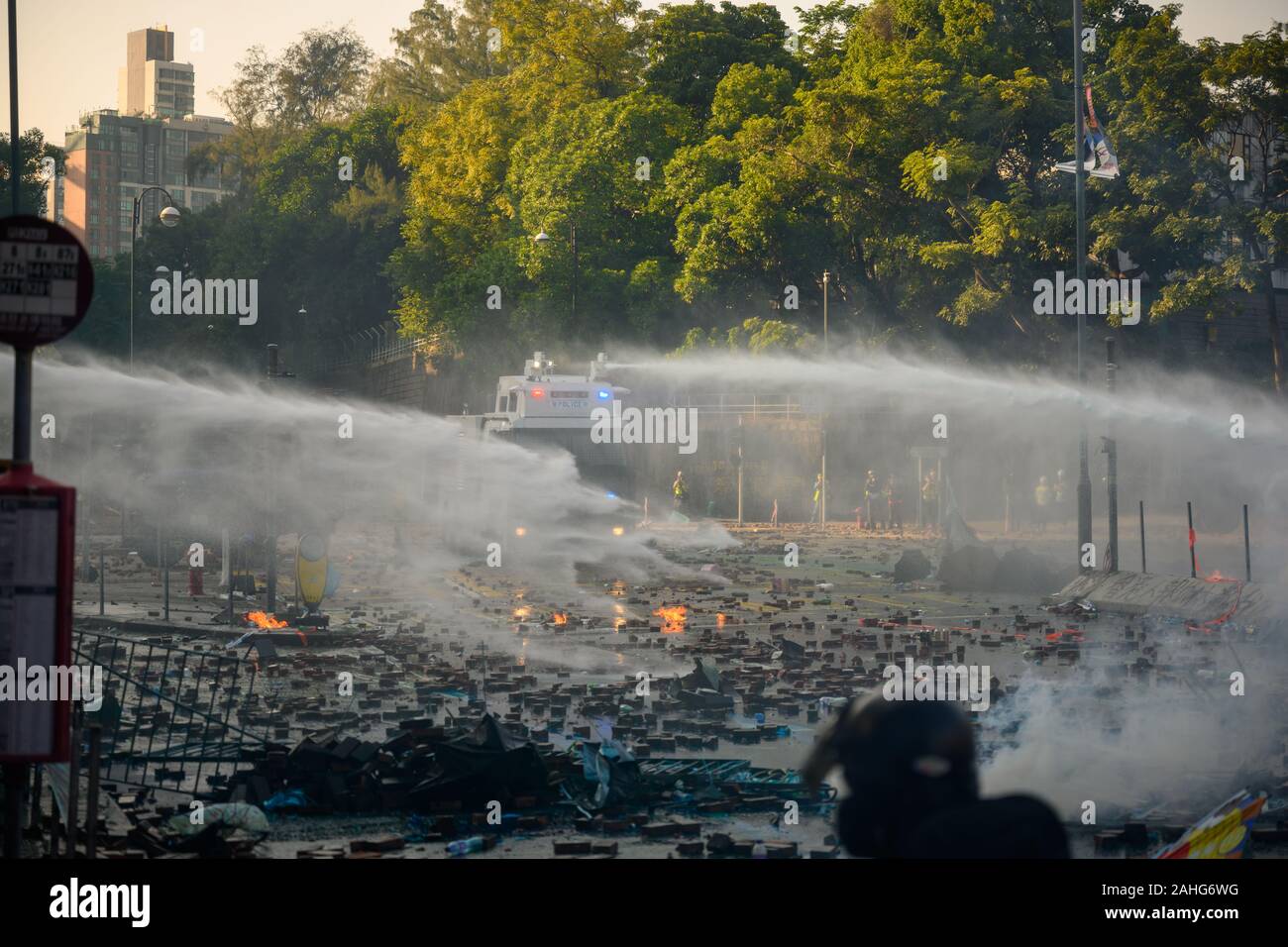 PolyU, Hong Kong - Nov 17, 2019: The first day of the Siege of PolyU ...