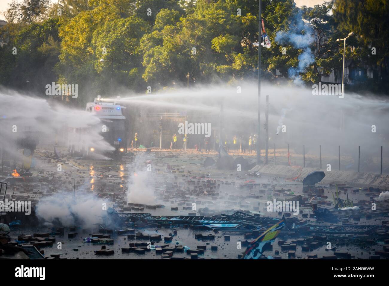 PolyU, Hong Kong - Nov 17, 2019: The first day of the Siege of PolyU ...