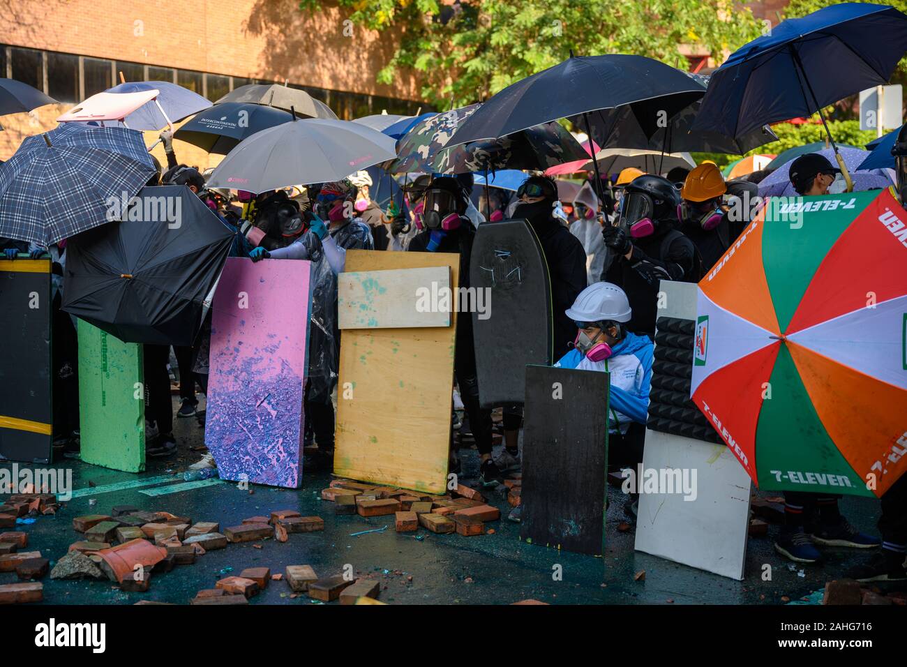 PolyU, Hong Kong - Nov 17, 2019: The first day of the Siege of PolyU ...