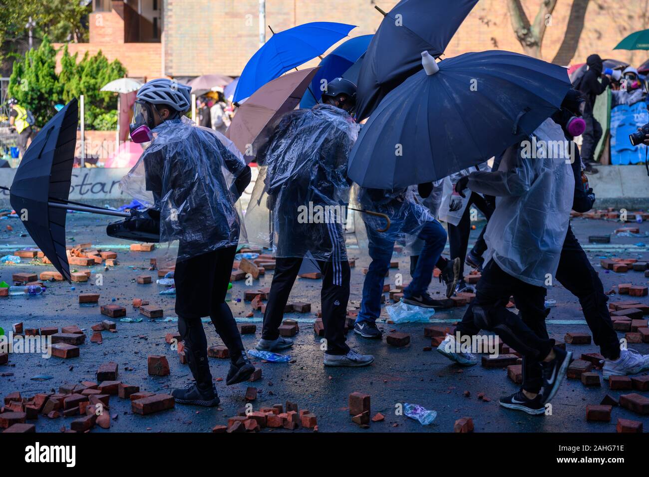 PolyU, Hong Kong - Nov 17, 2019: The first day of the Siege of PolyU ...