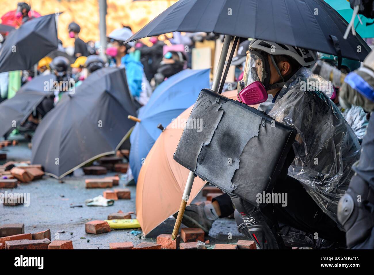 PolyU, Hong Kong - Nov 17, 2019: The first day of the Siege of PolyU ...