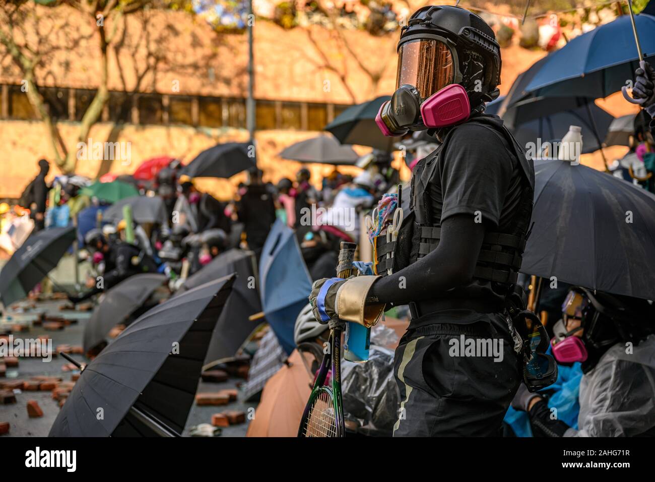 PolyU, Hong Kong - Nov 17, 2019: The first day of the Siege of PolyU ...