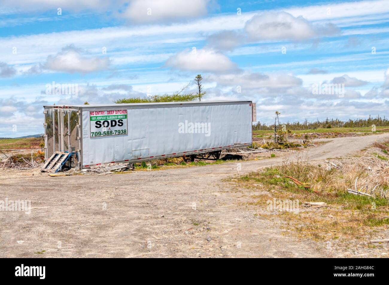 A Newfoundland sod farm. Stock Photo
