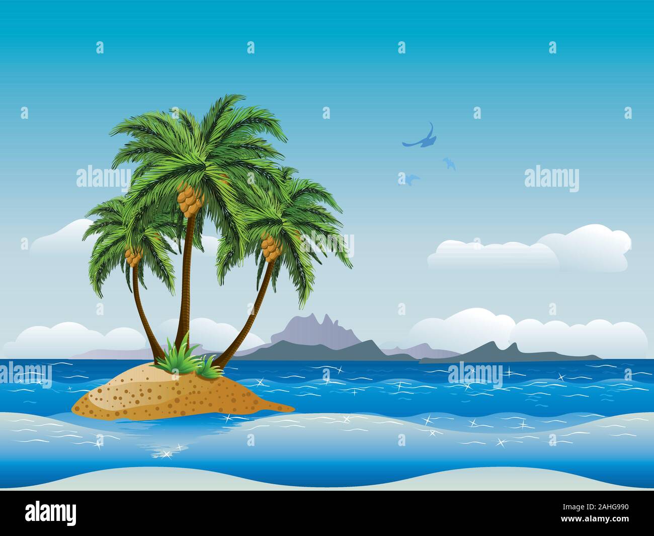A tropical island with palm trees in the ocean Stock Vector Image & Art ...
