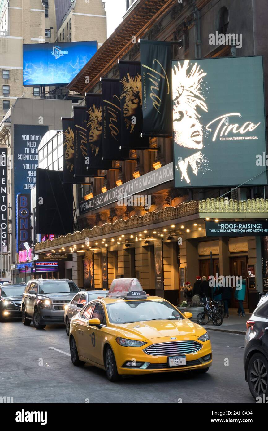 'Tina' Musical is at the Lunt-Fontanne Theatre in Times Square, NYC, USA Stock Photo