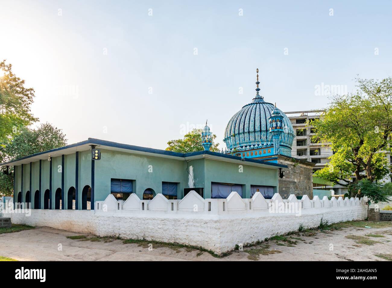 Islamabad Darbar Peer Fazal Din Mosque Tomb Picturesque Breathtaking View on a Sunny Blue Sky Day Stock Photo