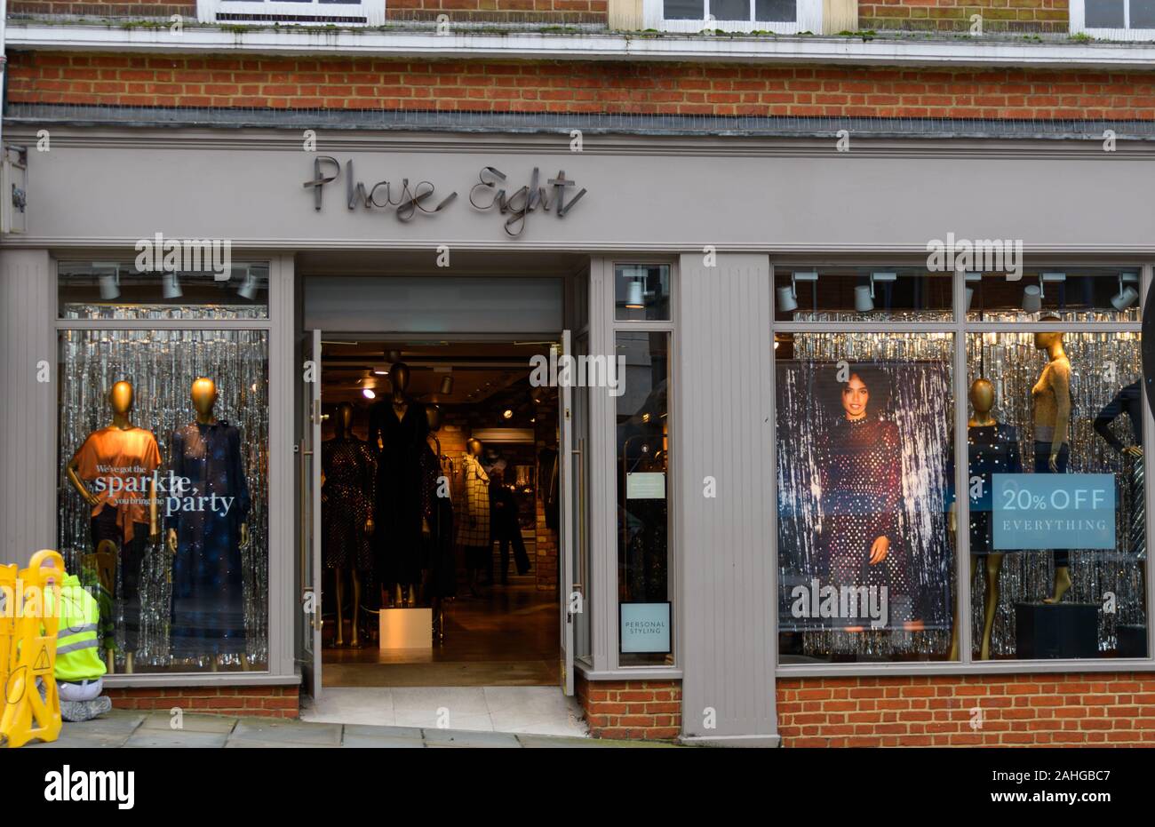 Guildford, United Kingdom - November 06 2019:   The frontage of Phase Eight clothes shop  on High Street Stock Photo