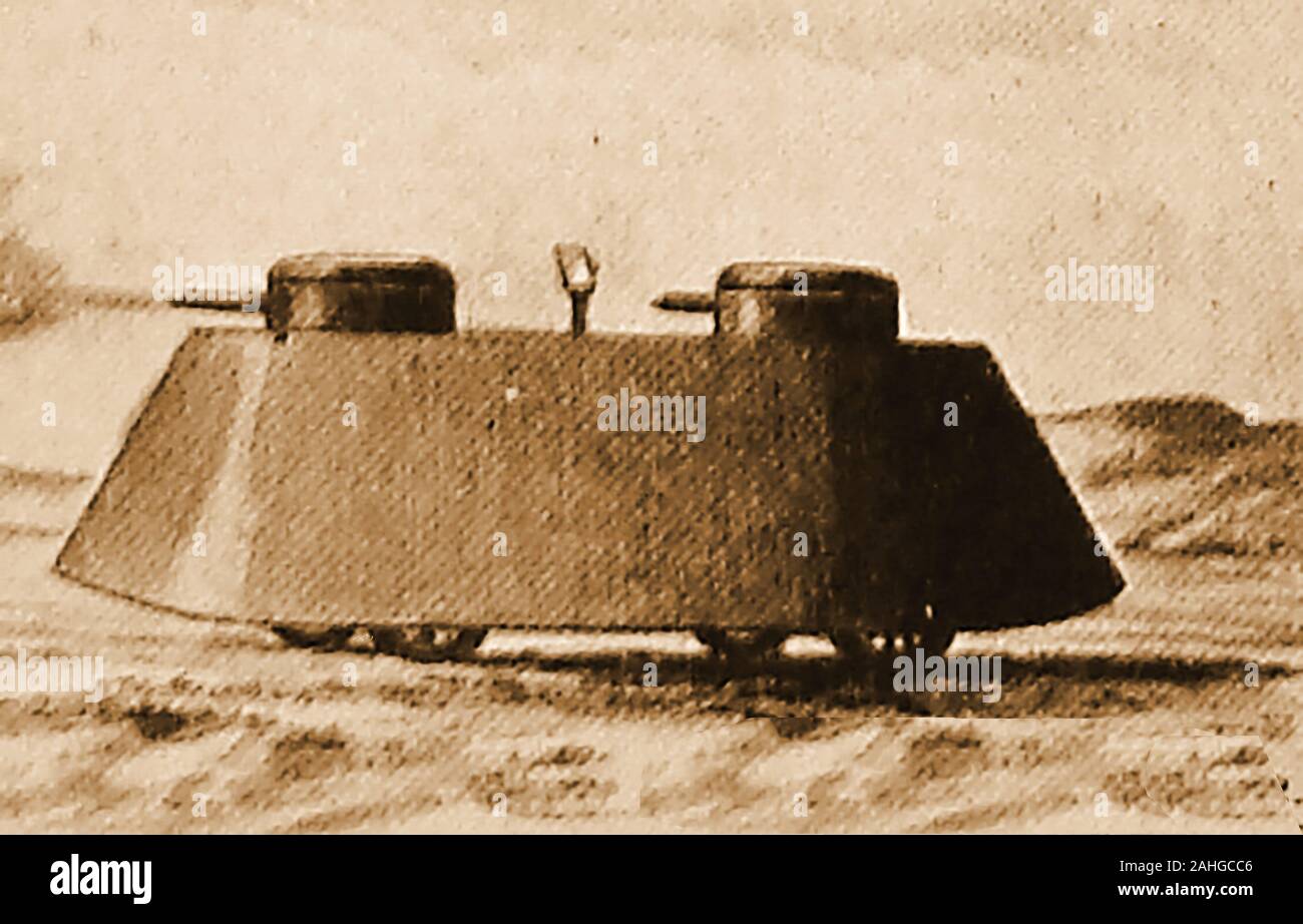 Historic early battle wagons, tanks and armoured cars - Sim's Fortress Car of 1902. Stock Photo