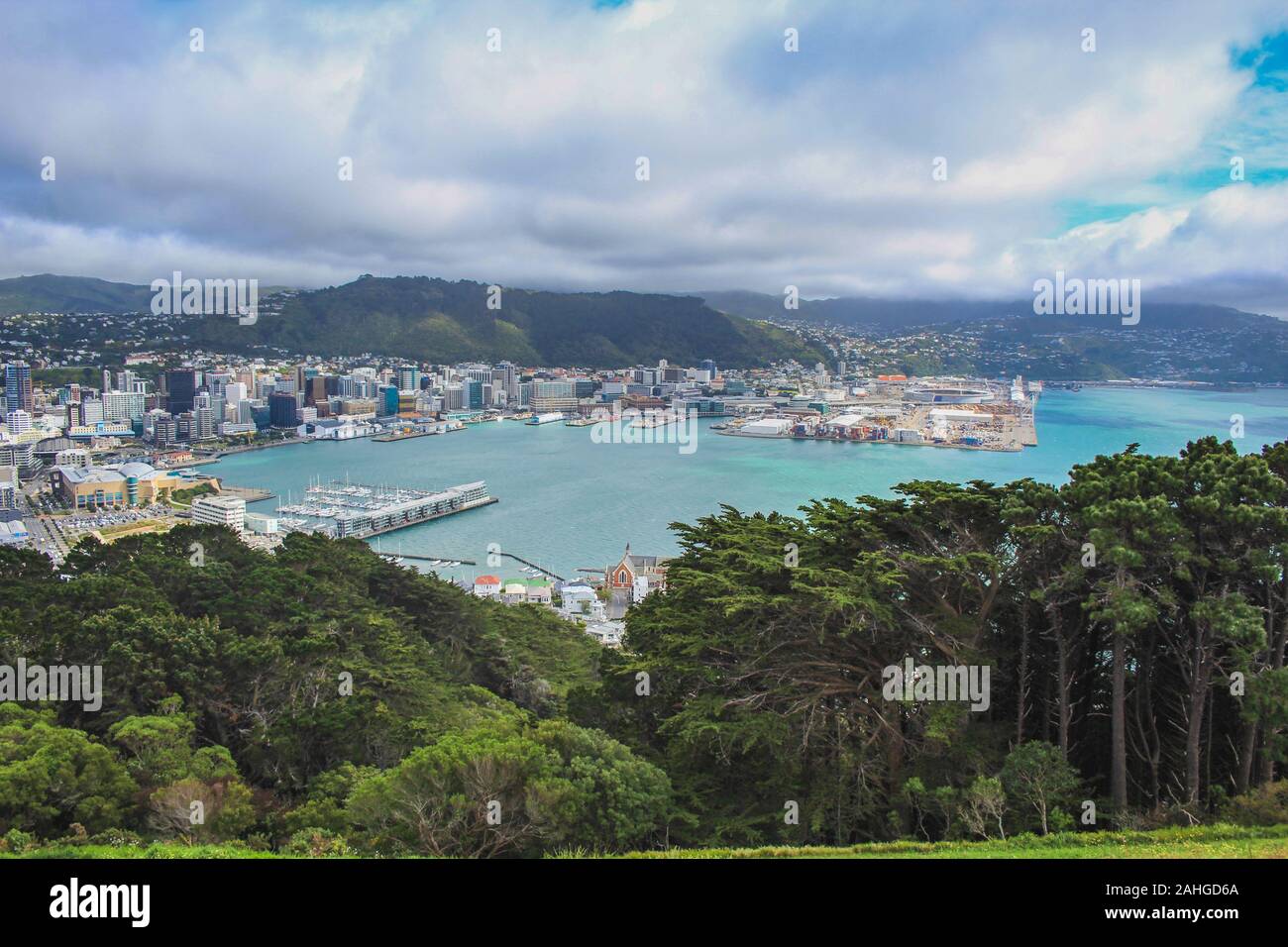 View over the capital Wellington from Mount Victoria, North Island, New Zealand Stock Photo