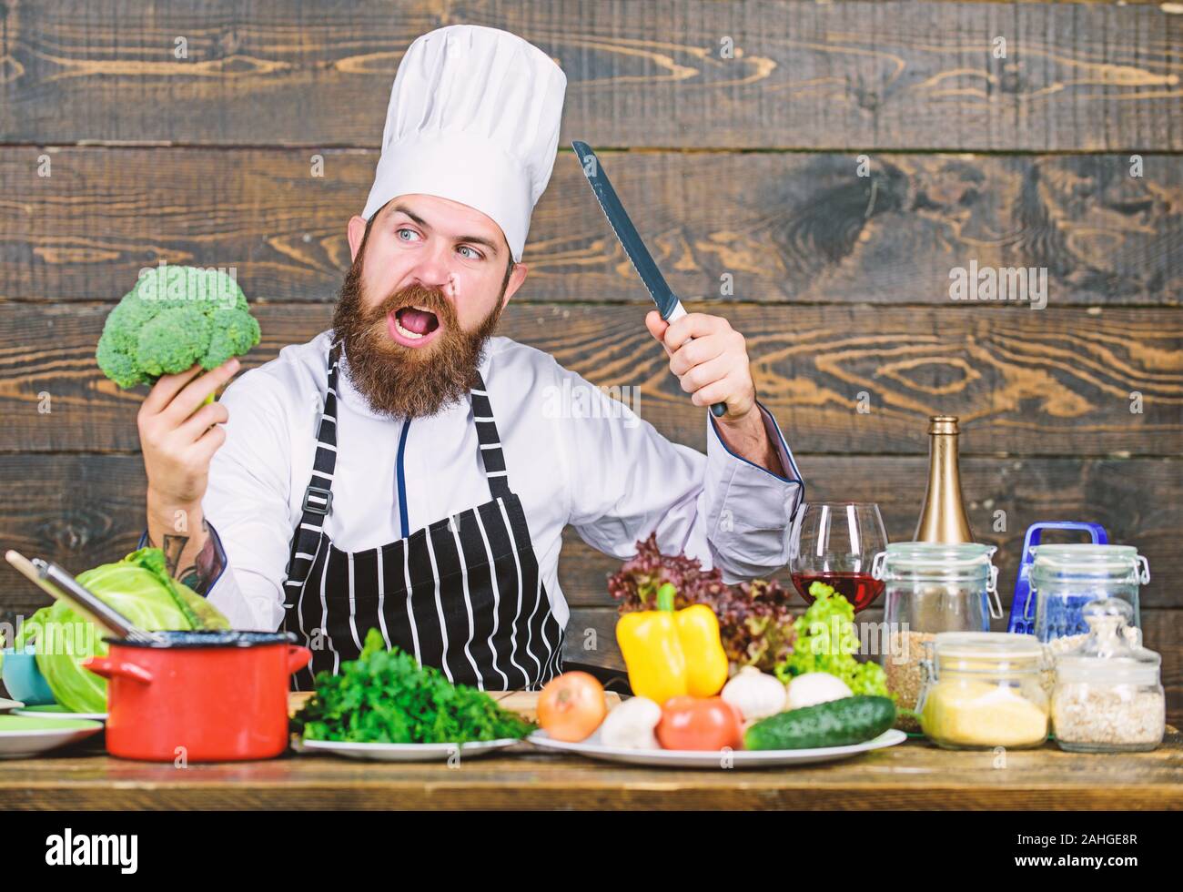 My Kitchen My Rules Man Bearded Hipster Cooking Fresh Vegetables