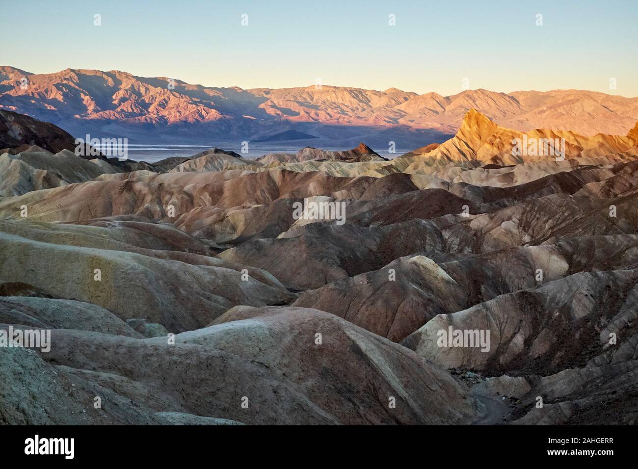 Badlands at Zabriskie Point in Death Valley, California, USA Stock Photo