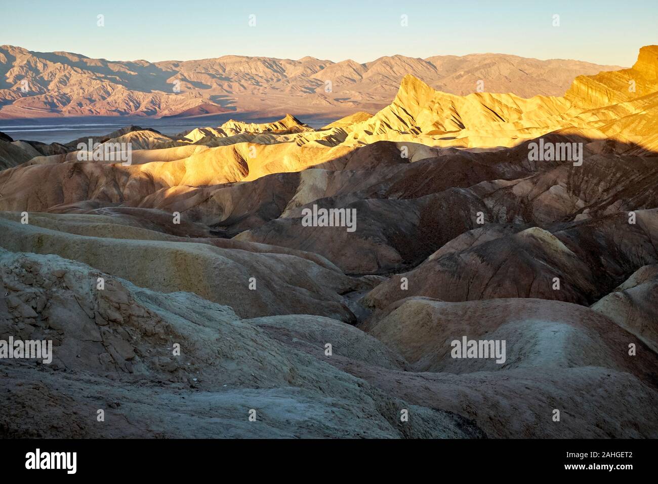 Badlands at Zabriskie Point in Death Valley, California, USA Stock Photo