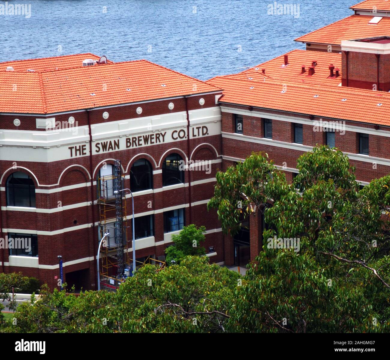 Historic Swan Brewery building on the Swan River, Perth, Western Australia. No PR Stock Photo